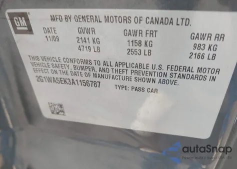 2010 Chevrolet Impala Ls from USA, damaged, VIN 2G1WA5EK3A1156787